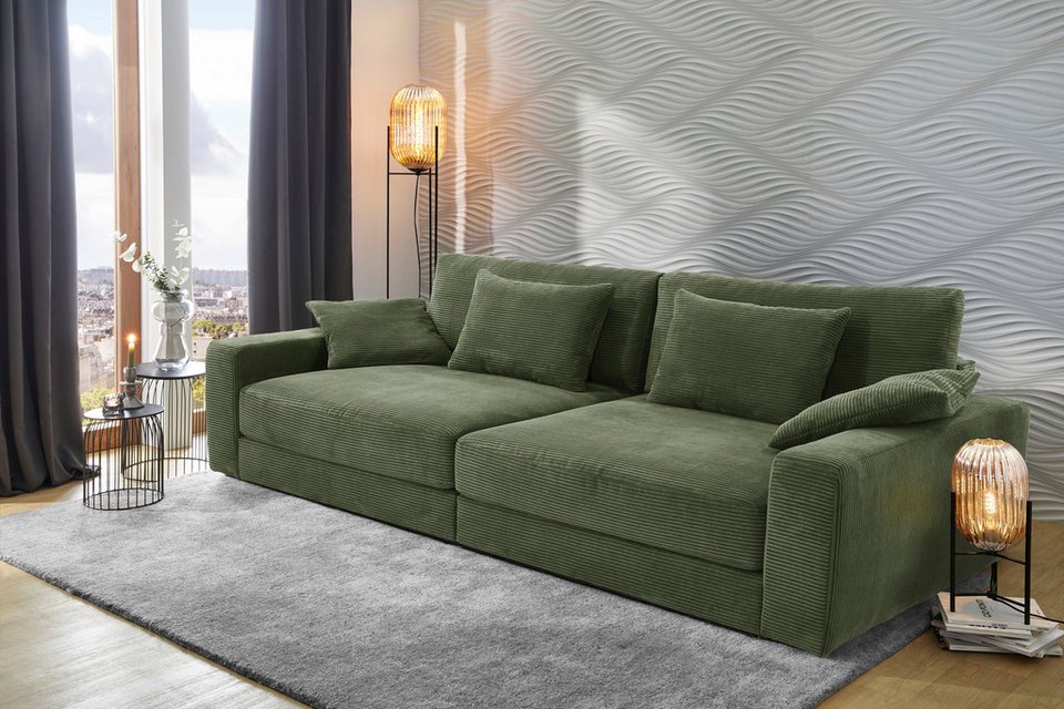 Big Sofa Cord MILANO XXL 290 cm in Grün