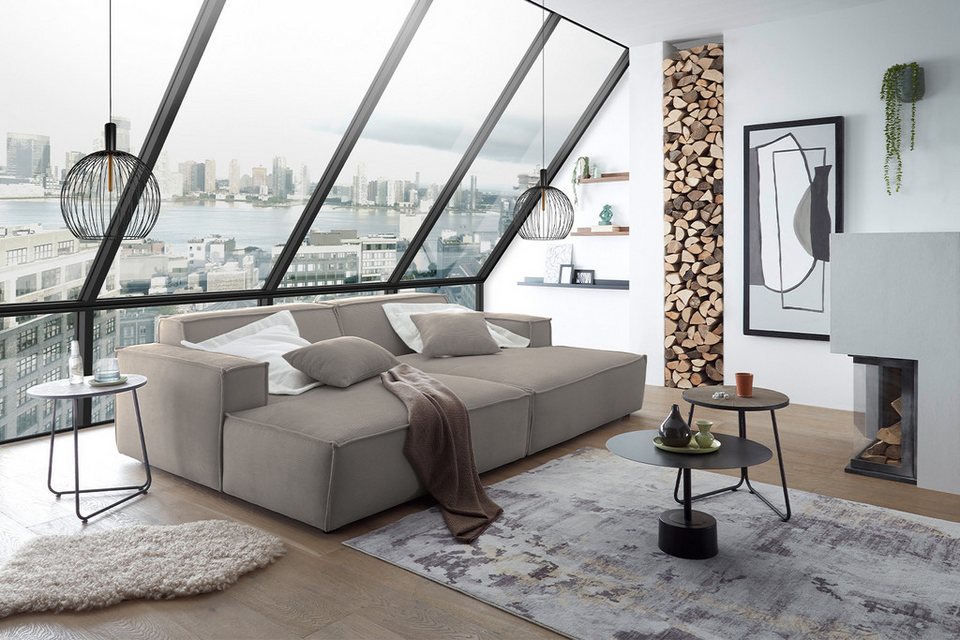 Big Sofa SAMU aus Feincord in Grau