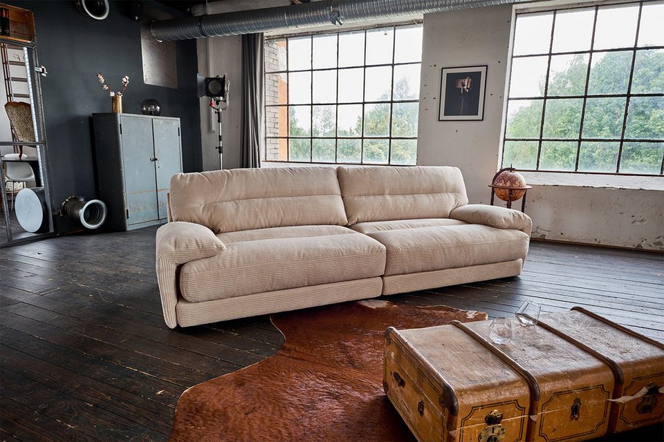 Cord Big Sofa CINE in Braun mit Rundumbezug