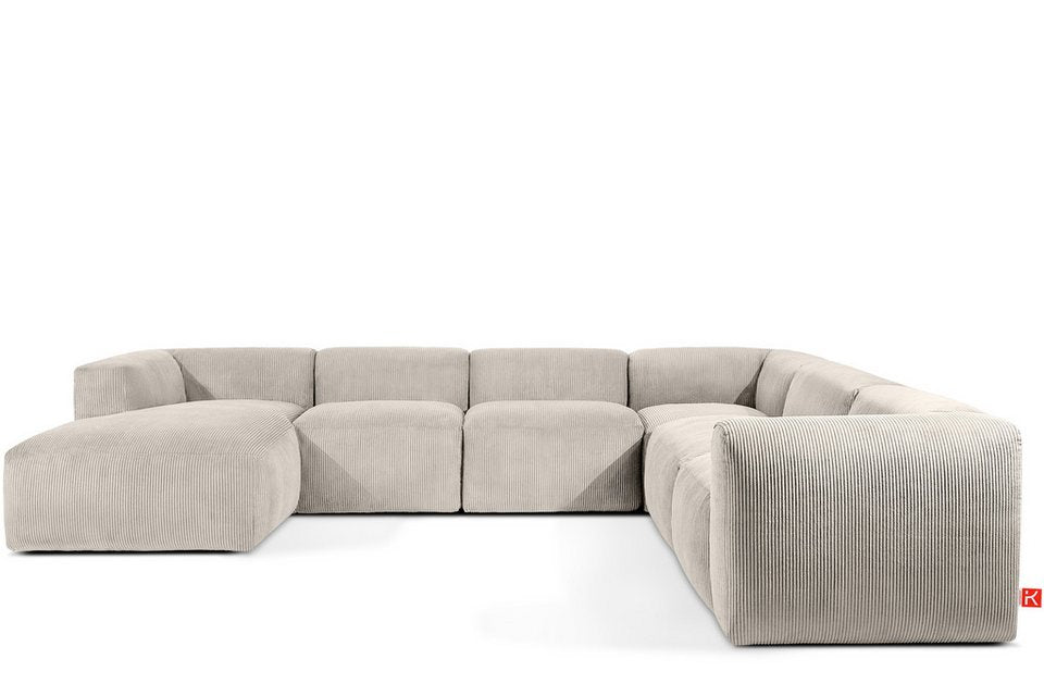 Cord Wohnlandschaft BUFFO in U-Form und Cremefarben