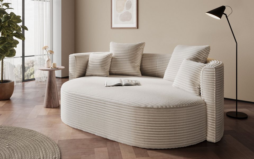 Rundes Cord Loungesofa ISALIE in Elfenbein