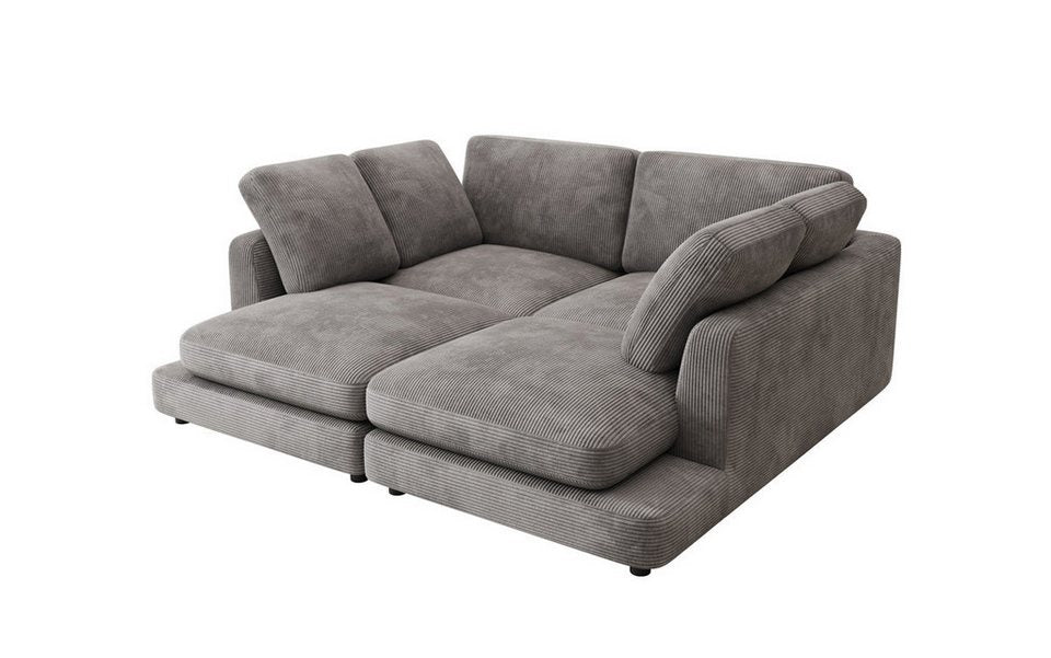Cord Lounge-Sofa THALESSA 224 cm in Hellgrau