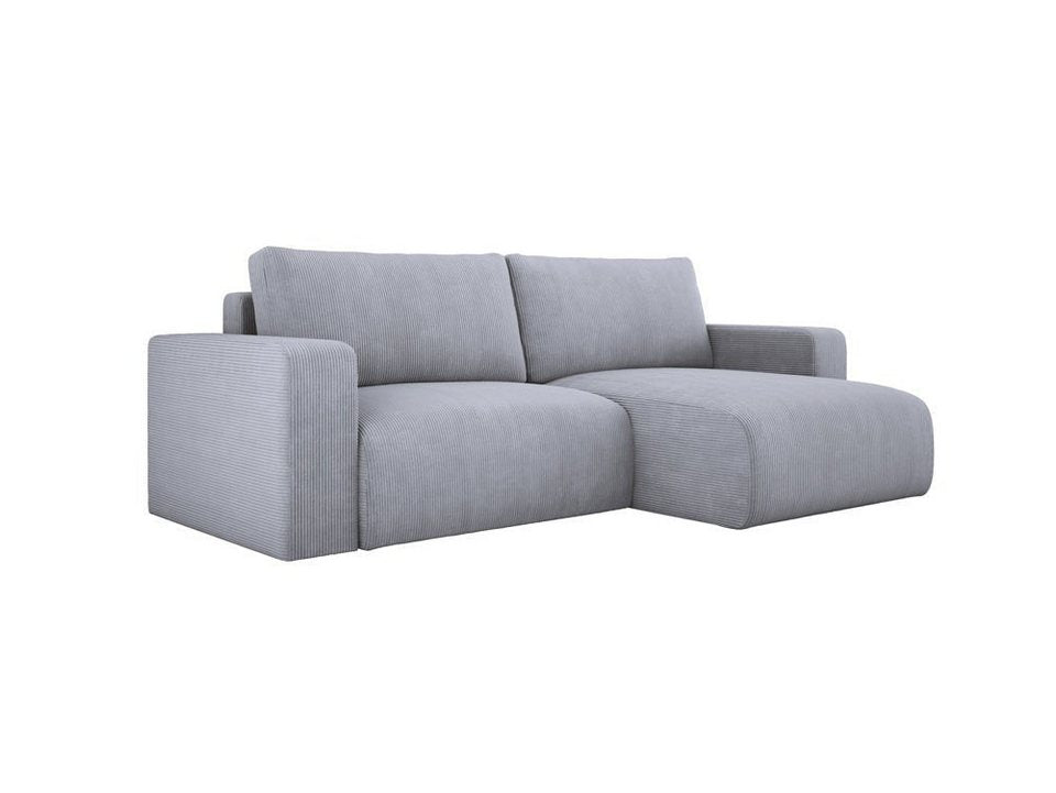Cord Ecksofa CARL in Hellgrau mit Schlaffunktion