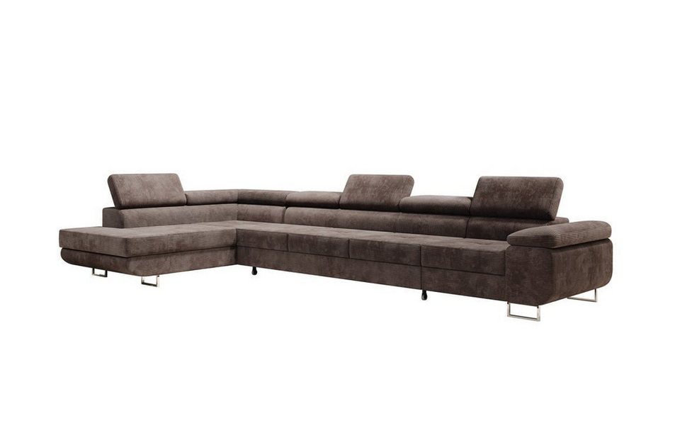 Cord Wohnlandschaft MAXI 400 cm in L-Form in Braun