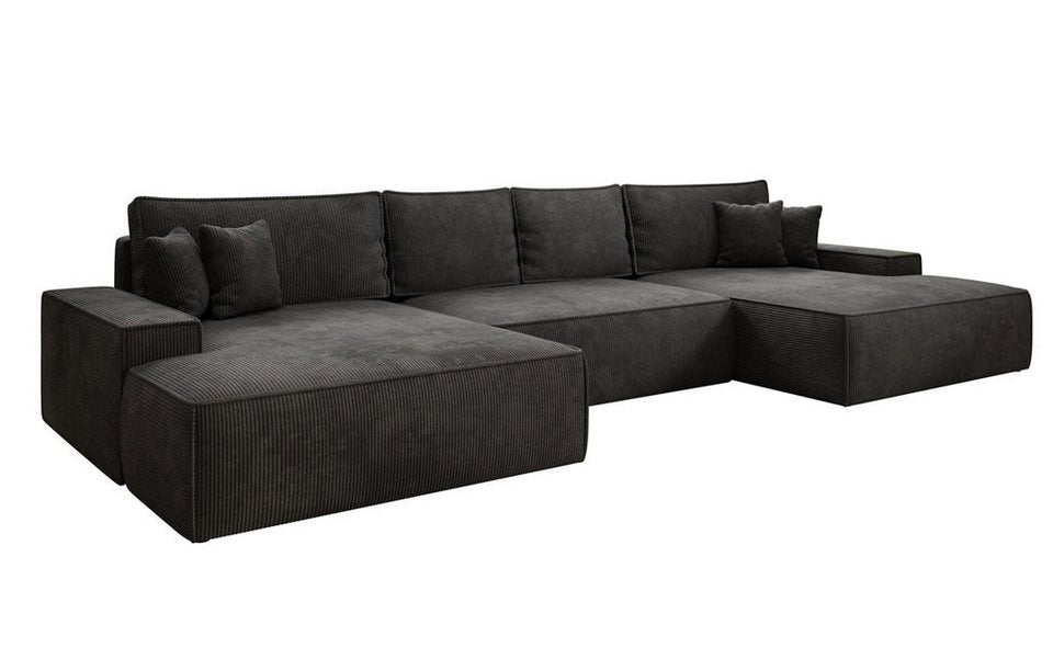 Cord Wohnlandschaft VERONA U 447 cm in Schwarz