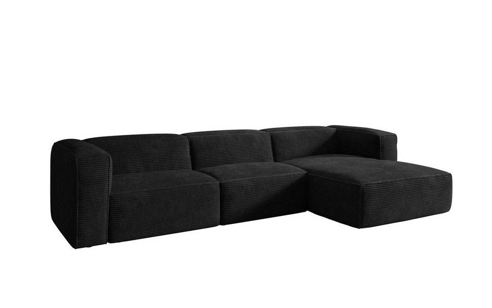 Cord Ecksofa COMFY in Schwarz mit breiter Ottomane