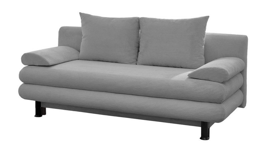 Cord Schlafsofa BAREND in Grau mit Bettkasten