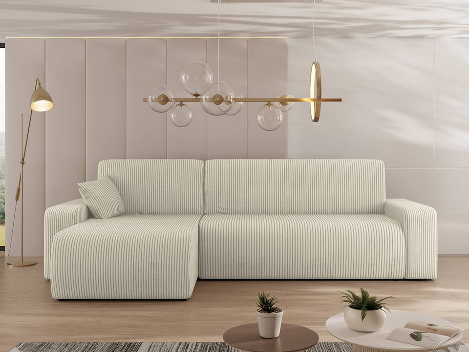 Cord Ecksofa PIANO L in L-Form mit Schlaffunktion