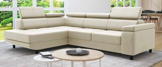 Schlaffunktion und Bettkasten des Cord Ecksofas LUNA L Ansicht 3
