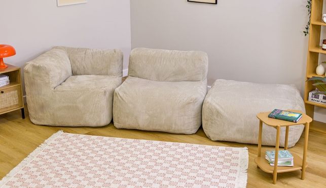 Modulares Cord Sofa ZEN in Beige im Wohnzimmer
