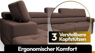 Ecksofa VOYAGE mit drei verstellbaren Kopfstützen