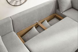 Geöffneter Bettkasten der Cord Wohnlandschaft ARKTIS