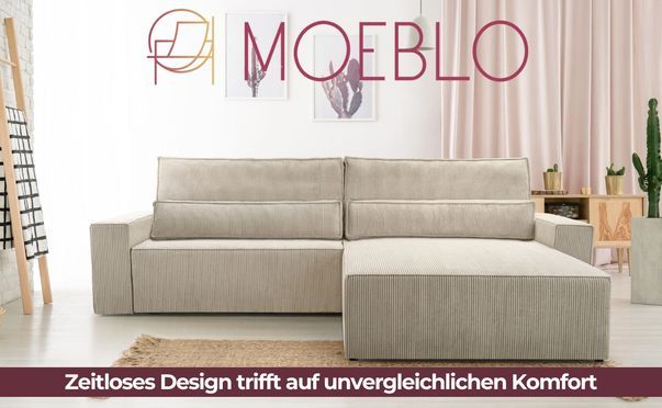 Cord Ecksofa DENVER L im eingerichteten Wohnzimmer
