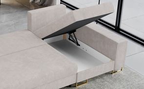 L-Form des Ecksofas DORIAN mit losen Kissen