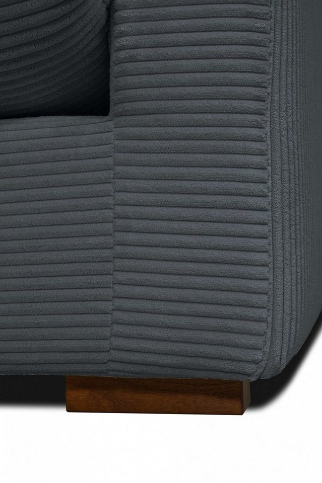 Cord Sofa CORAY mit Zierkissen von vorne