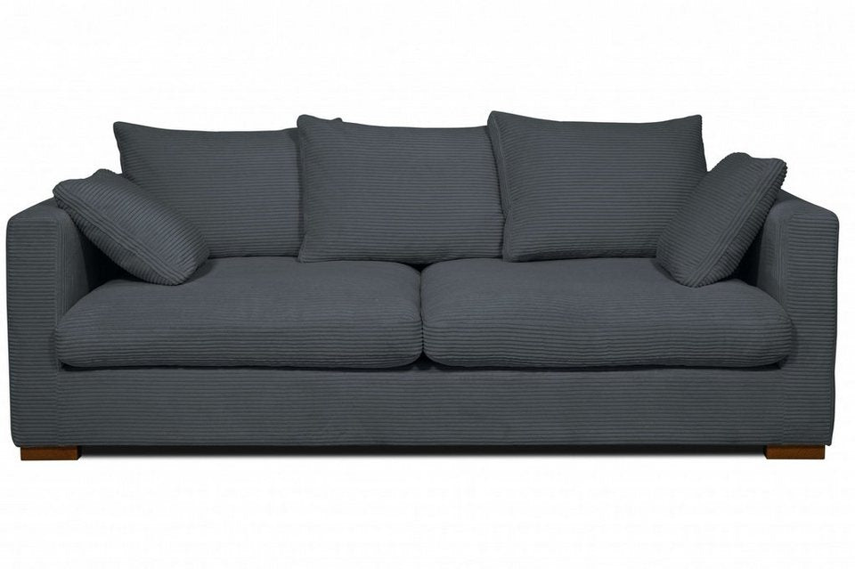 Detailansicht des grauen Cordbezugs am Sofa CORAY