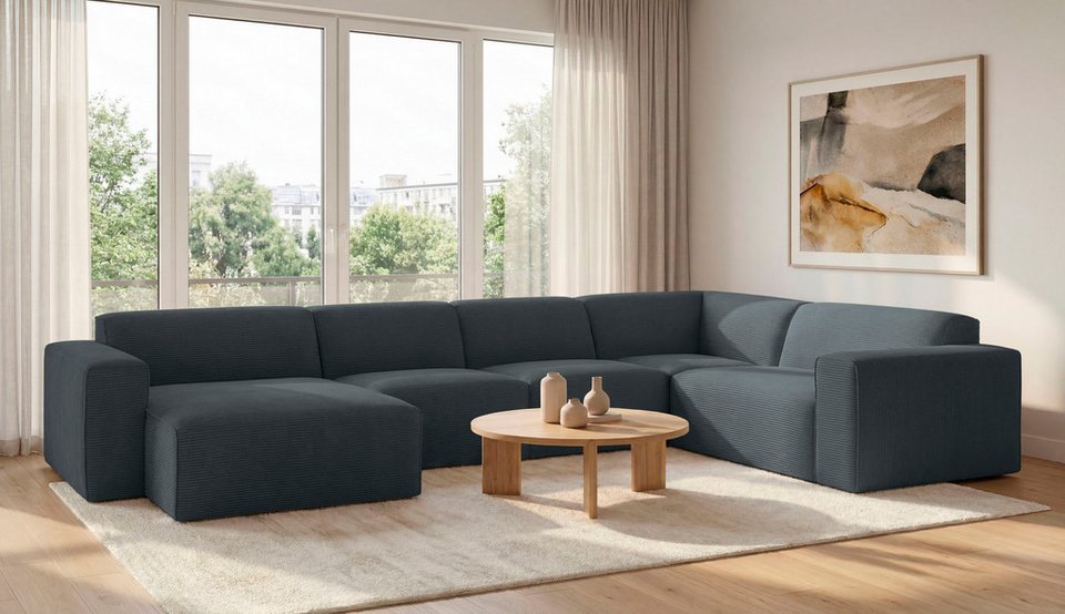 Cord Wohnlandschaft CLAYTON in Grau in U-Form