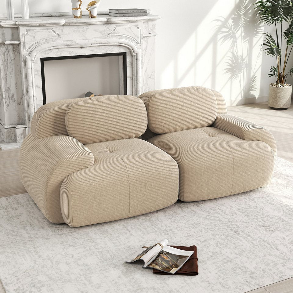Modulares Cord Ecksofa in Beige von REDOM
