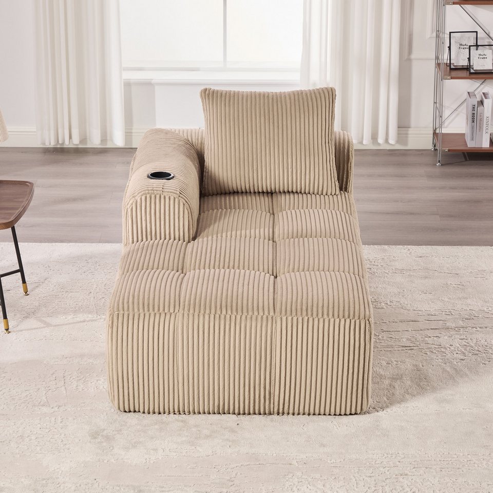 Cord Sofa 158 cm in Khaki mit Getränkehalter von REDOM