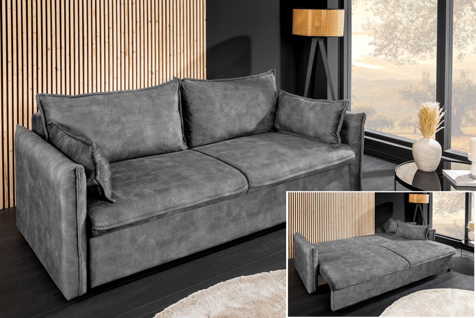 Cord Schlafsofa APARTMENT in Grau mit Bettkasten