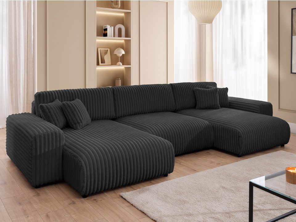 Cord Wohnlandschaft MOLLIS in Dunkelgrau in U-Form