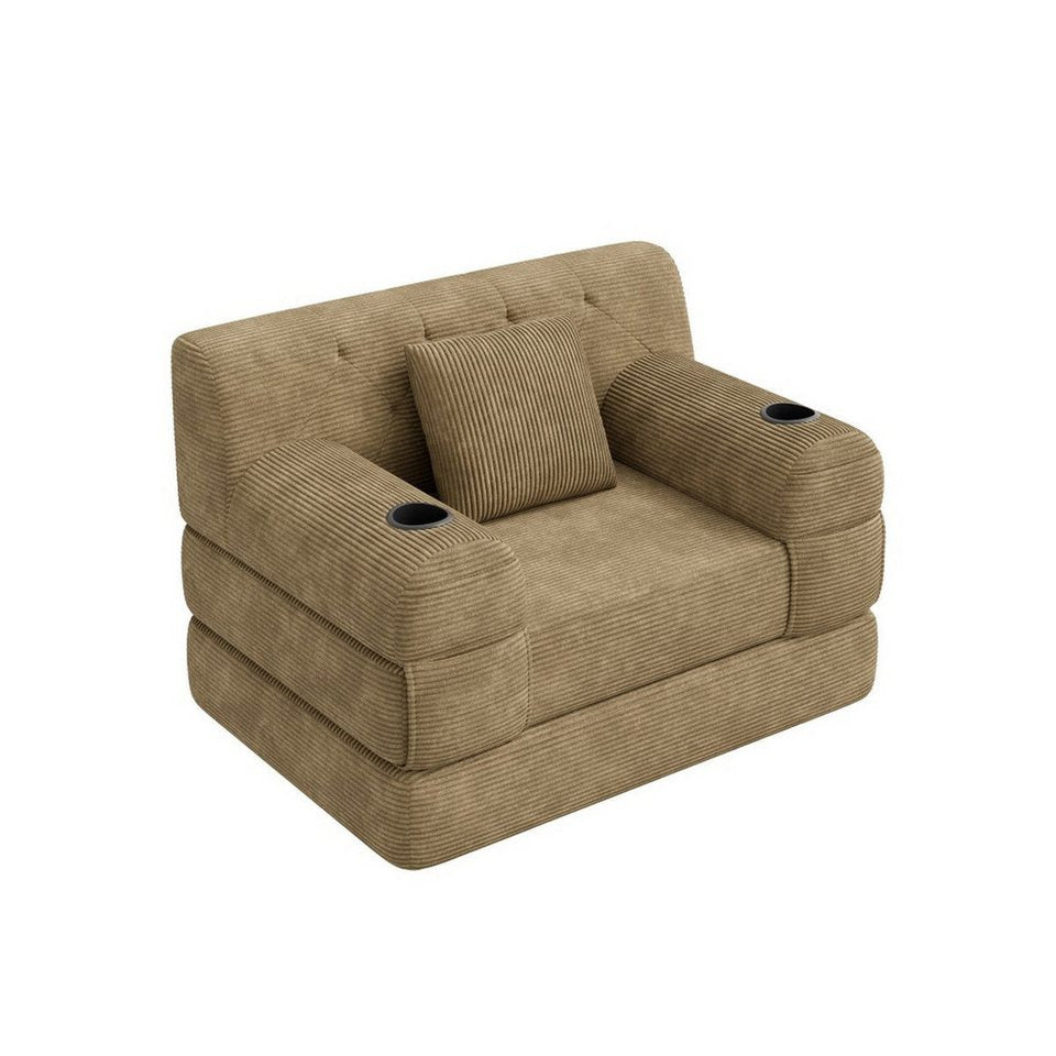 Cord Schlafsofa in Khaki mit Schlaffunktion