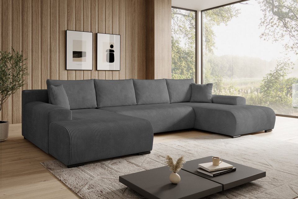 Cord Wohnlandschaft ELLEN U in Dunkelgrau in U-Form