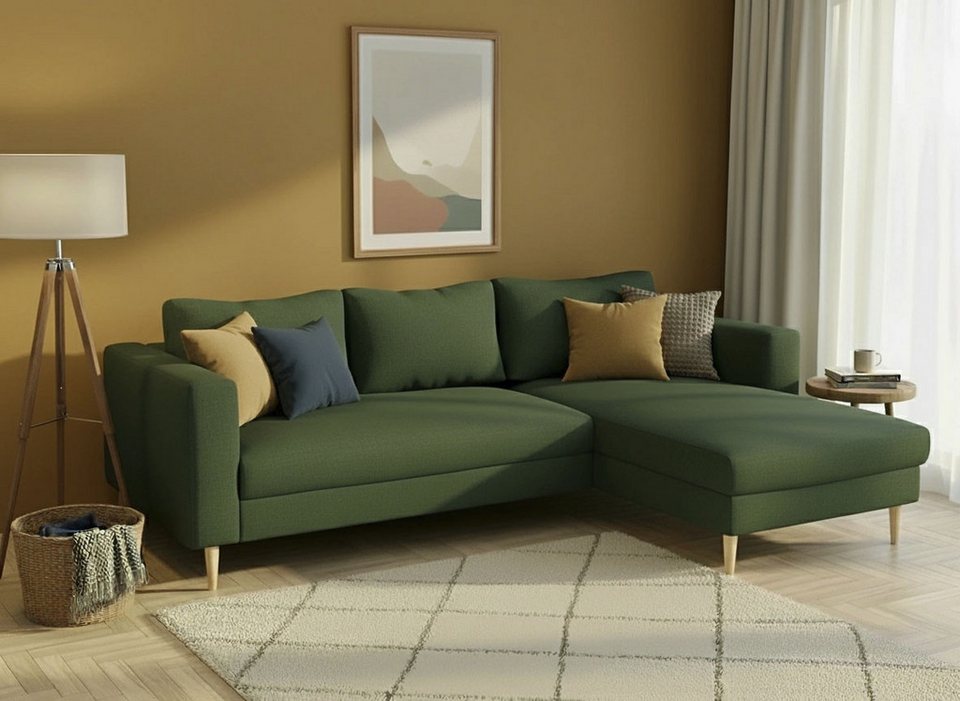 Cord Ecksofa AMAZING 232 cm in Dunkelgrau mit Recamiere