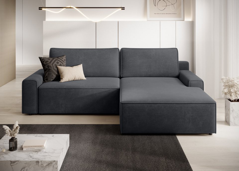Cord Ecksofa CHALLENGE in Anthrazit mit Recamiere