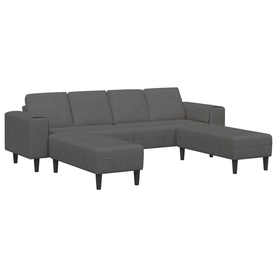 Cord Wohnlandschaft 250 cm in Dunkelgrau in U-Form