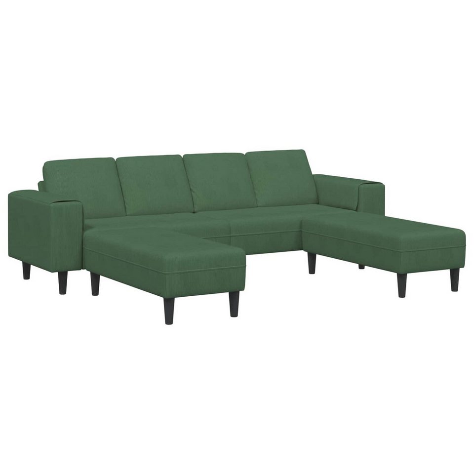 Dunkelgrünes Cord Sofa in U-Form mit 250 cm Breite