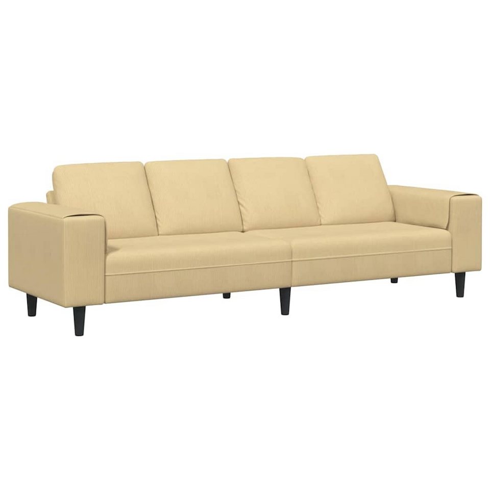 Cord Sofa 250 cm in Grau-Grün von vorne