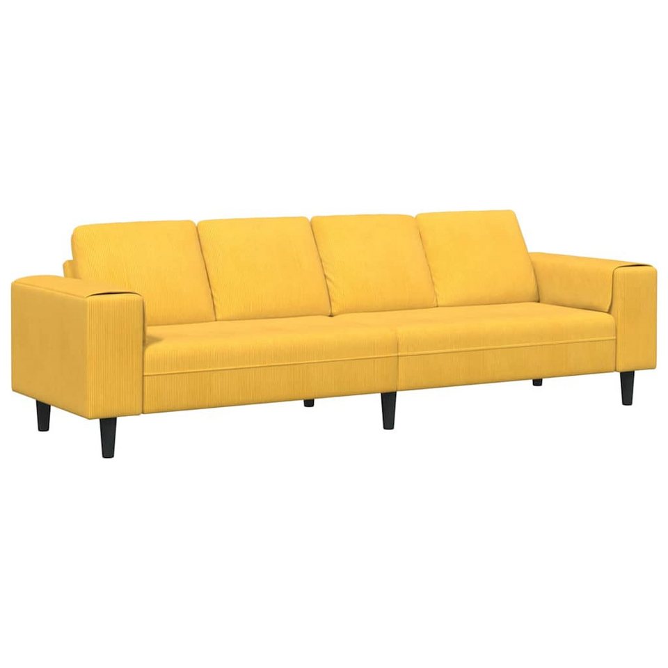 Cord Sofa in Hellgelb mit vier Sitzplätzen