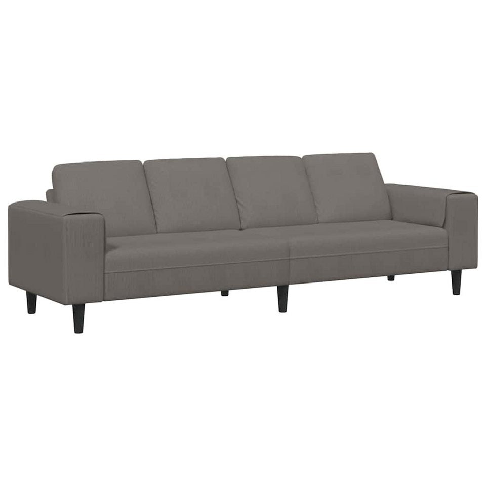 Cord Sofa 250 cm in Hellgrau mit Cordbezug