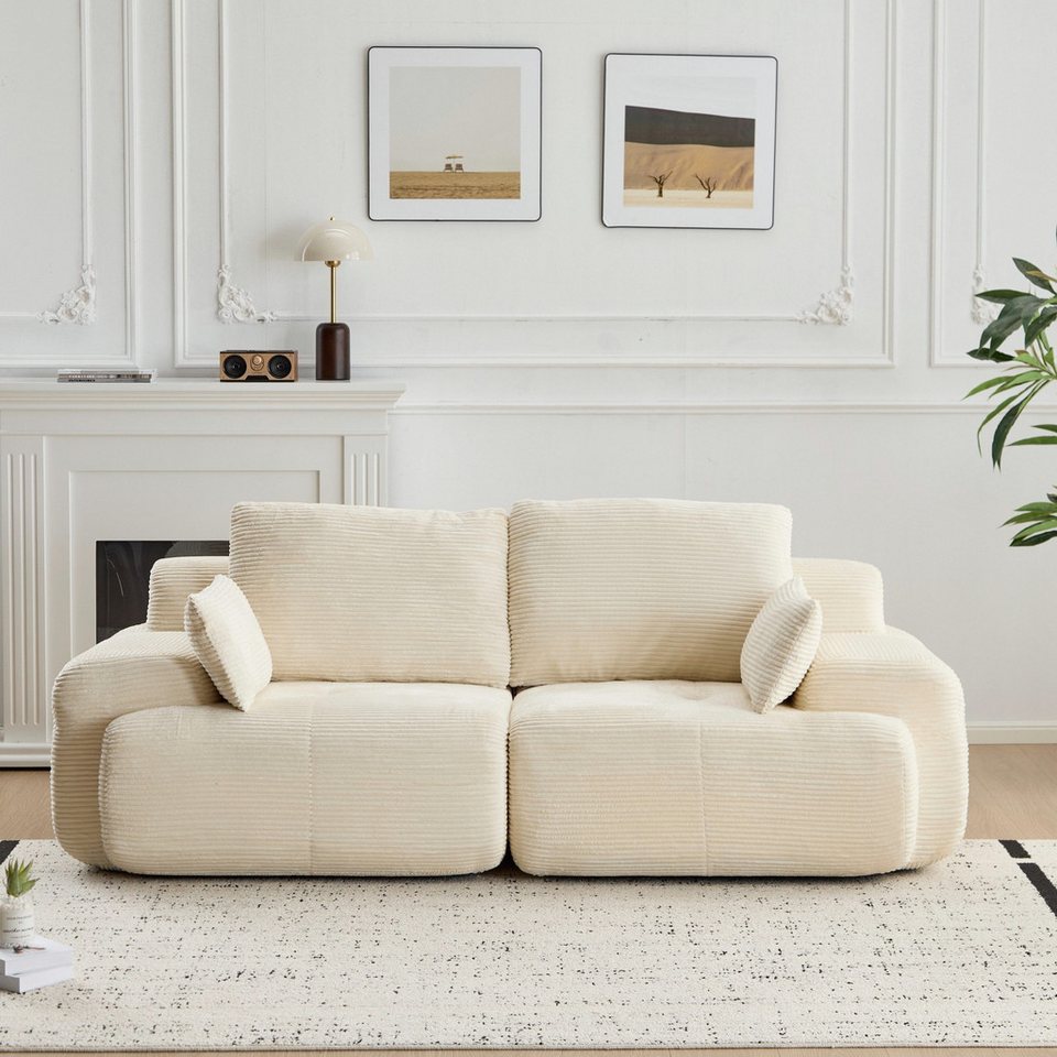 Modulares Cord Sofa WHEELYOU 214 cm in Schwarz