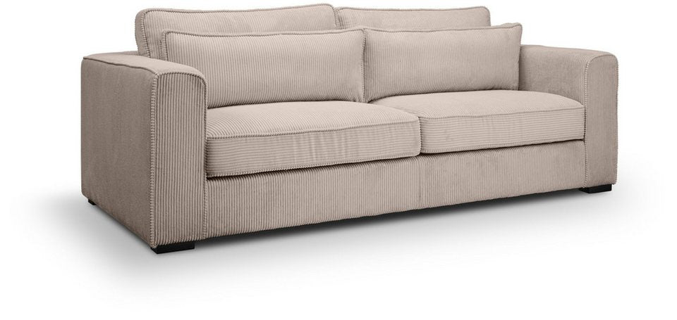 Cord Sofa ALMERA in Braun-Beige mit drei Sitzplätzen