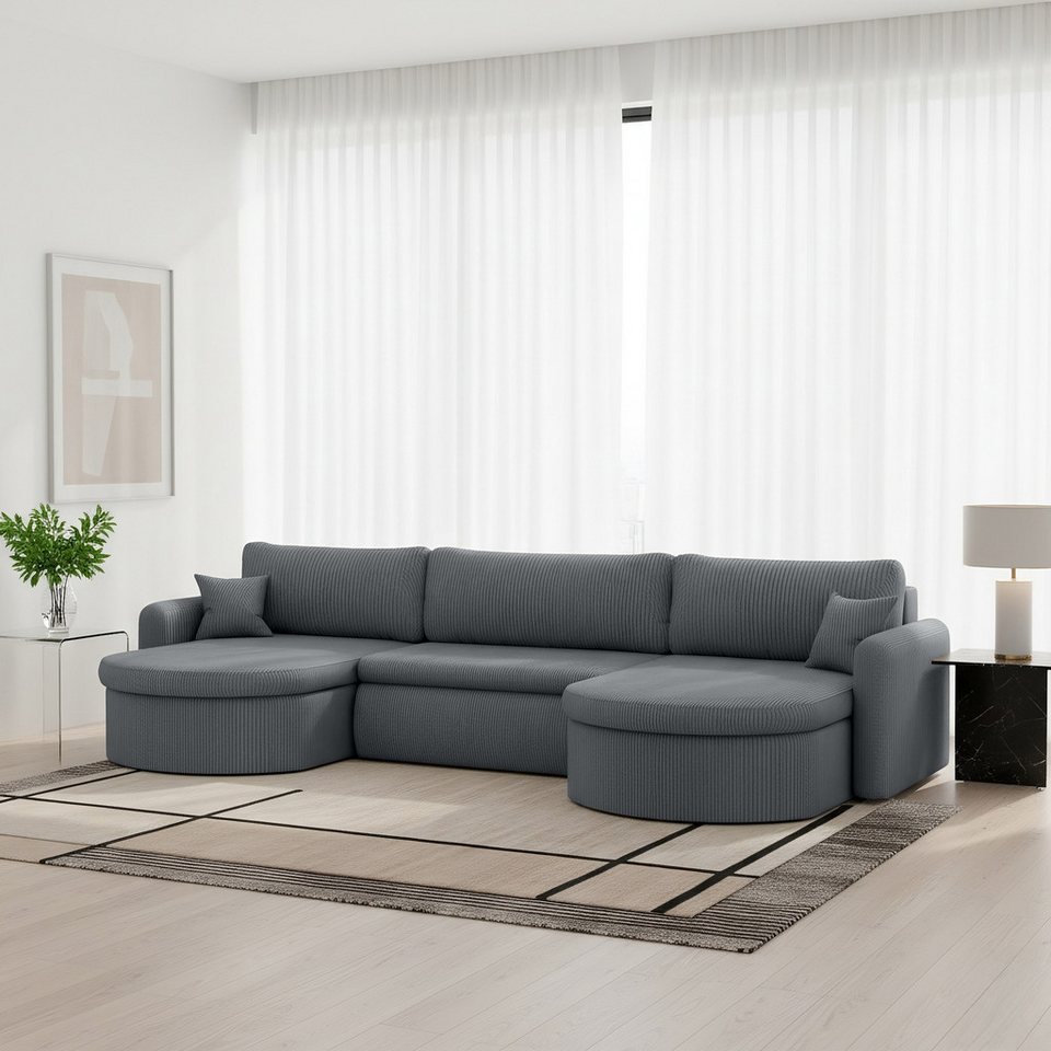 Cord Wohnlandschaft VERONA in U-Form in Grau