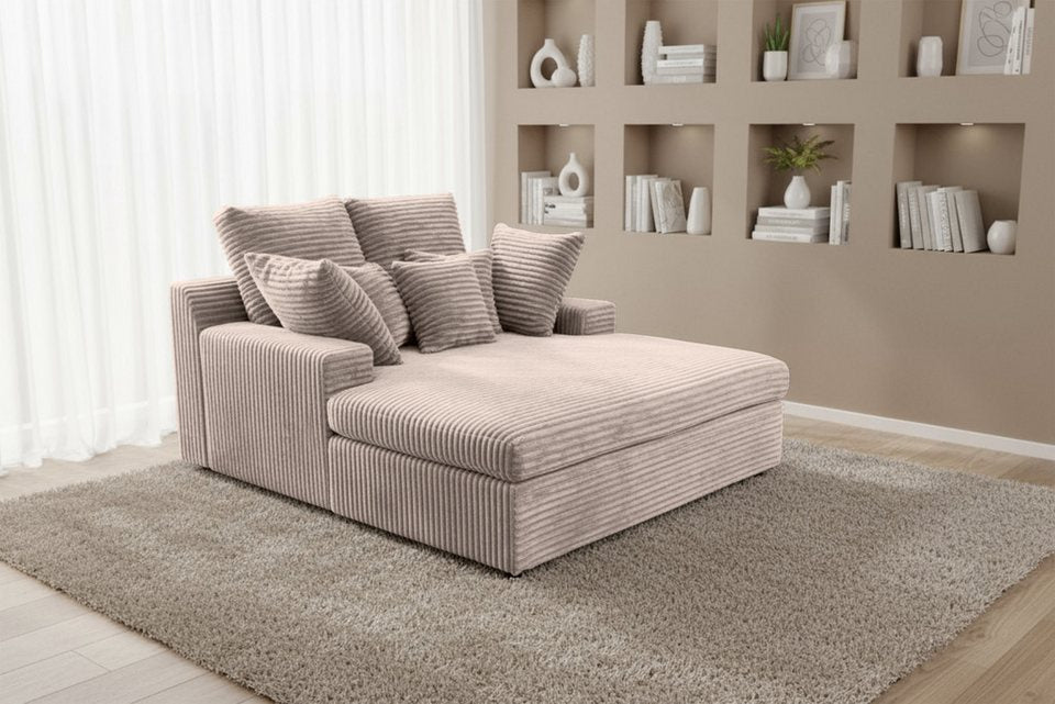Cord Sofa LAZY ONE in Beige mit Bettfunktion