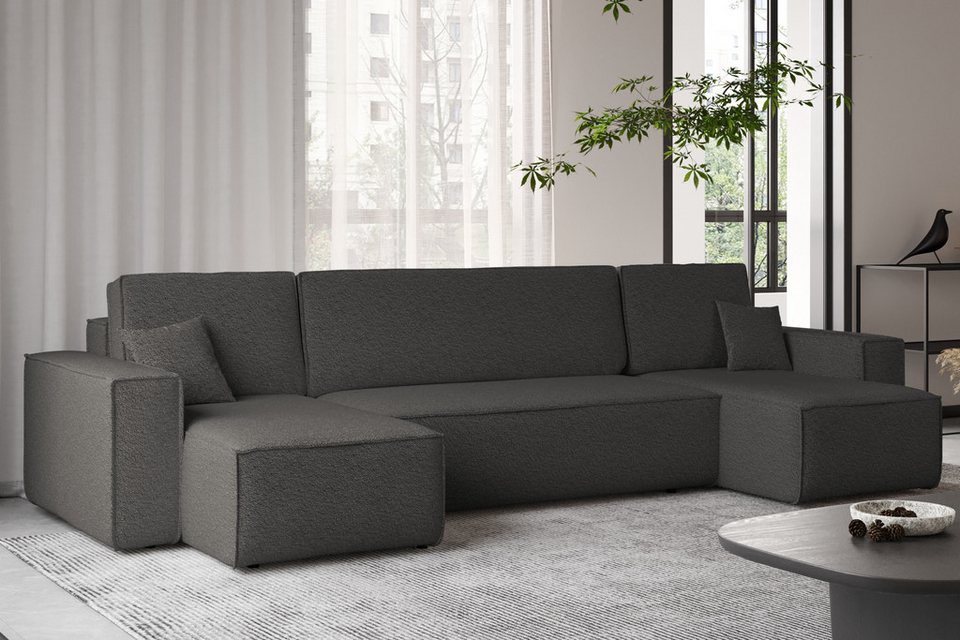 Cord Wohnlandschaft KARL 312 cm in U-Form in Graphit