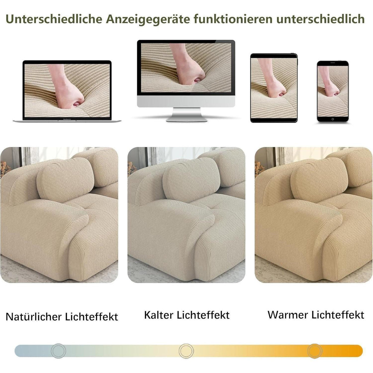 Beige Cordmodule als Ecksofa mit Chaiselongue kombiniert