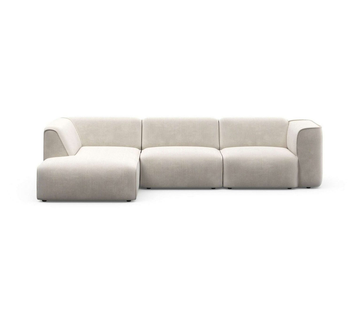 Cremefarbenes Cord Ecksofa MERID im Wohnzimmer