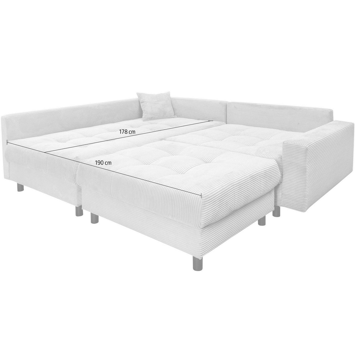 Maßskizze des Cord Ecksofas TONI
