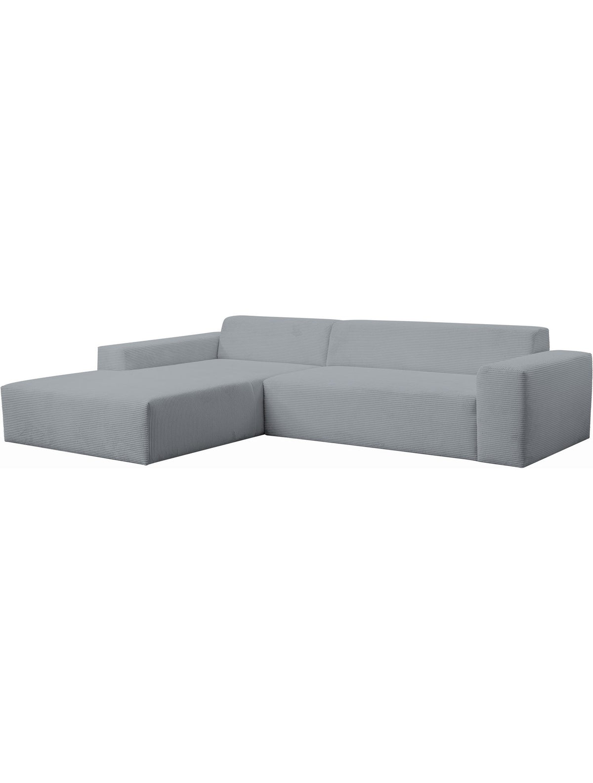 Cord Ecksofa ZEUS-XL in Grau von der Seite