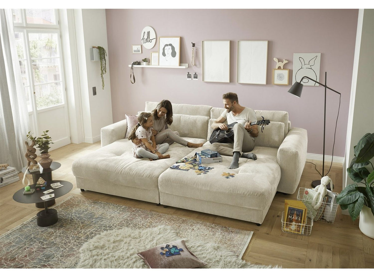 Big Sofa BARURA Loveseat in creme und beige Gesamtansicht