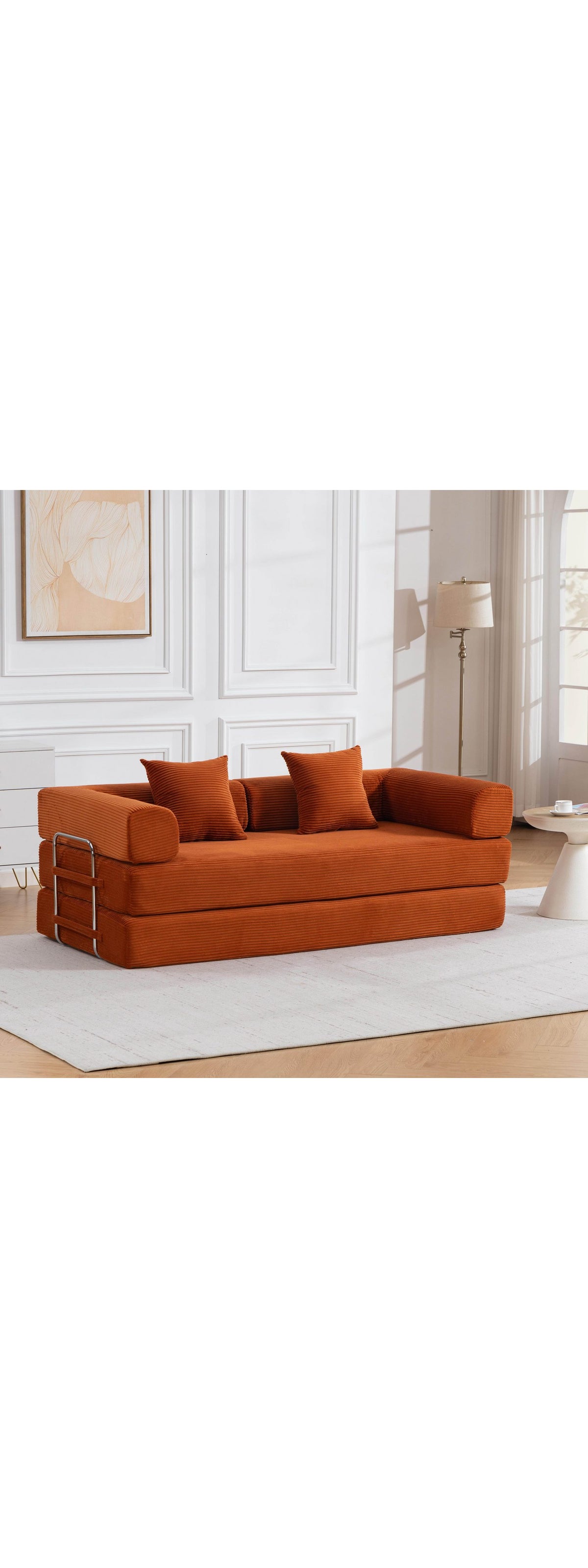 Cord Schlafsofa 5087-Z in Orange von vorne