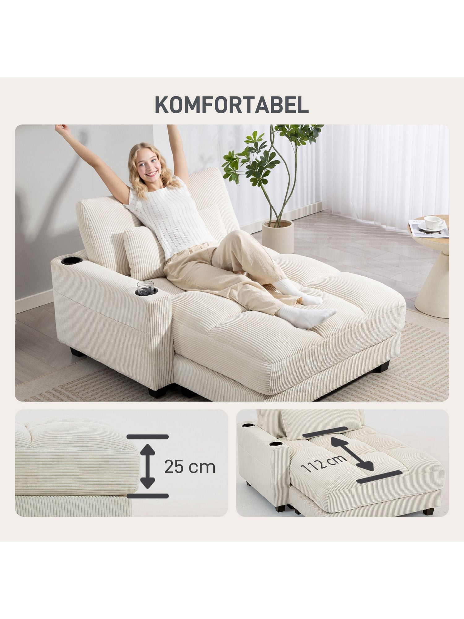 Cord Schlafsofa Detail des Cordstoffs