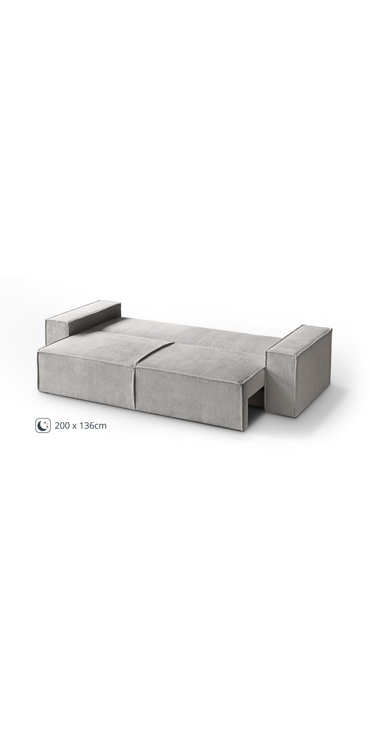 Cord Schlafsofa PRADA mit breiten Armlehnen von der Seite