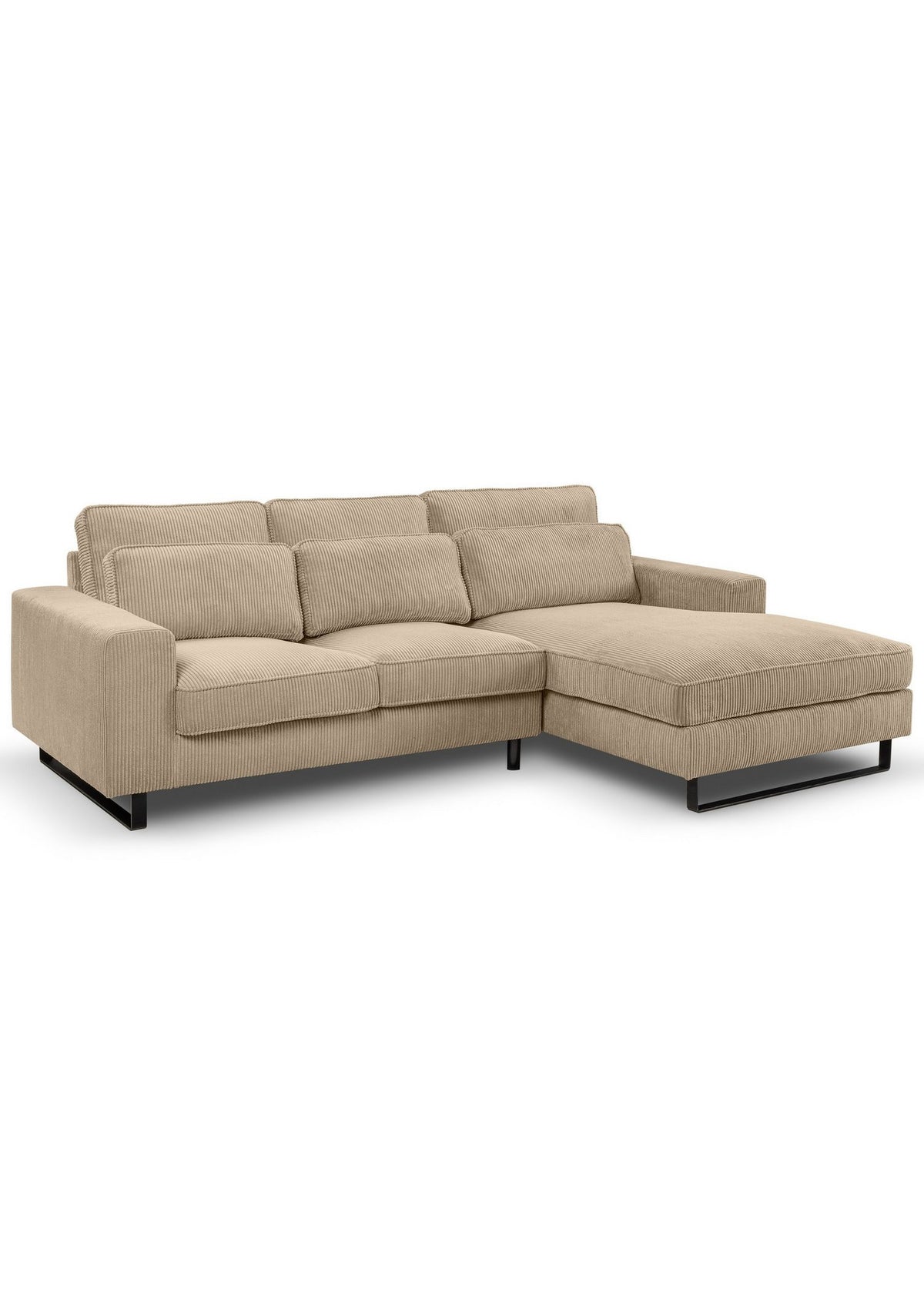Cord Ecksofa BOLIVIA in Beige Frontansicht