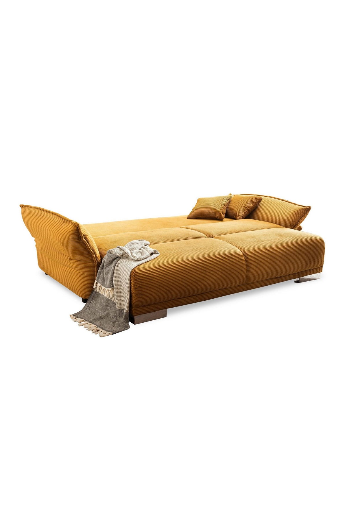 Big Sofa in Cord Gold Ockergelb seitliche Ansicht