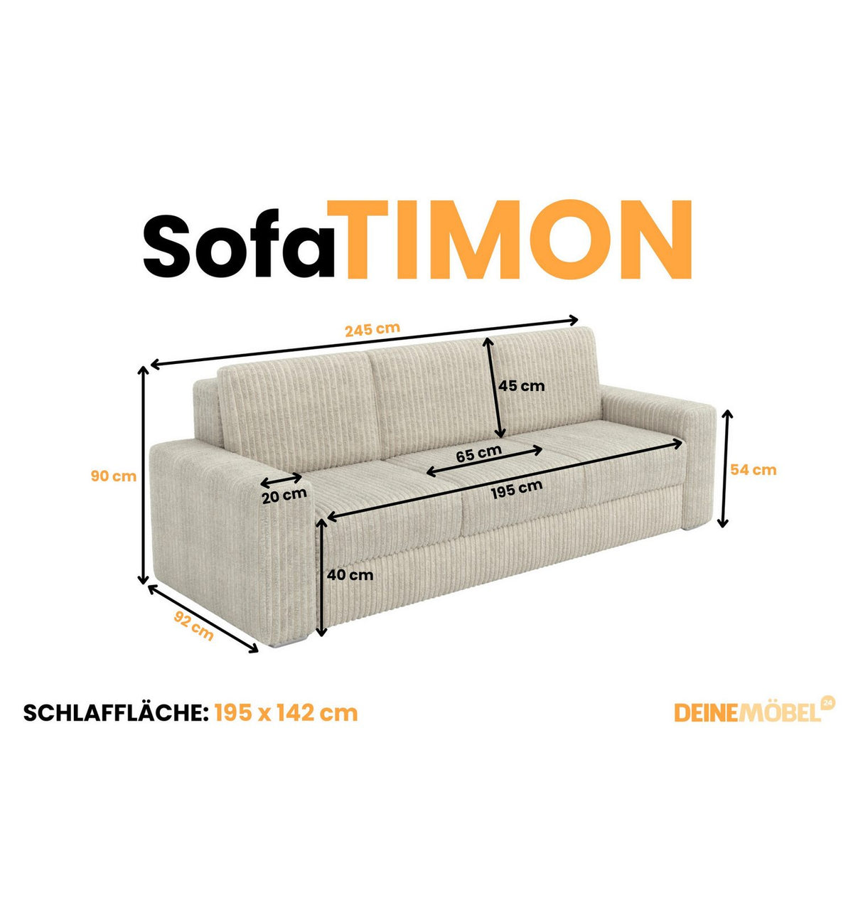 Cord Schlafsofa TIMON im Wohnzimmer